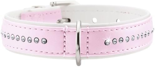 HUNTER MODERN ART LUXUS Hundehalsband, Kunstleder, Strasssteinchen, 27 (XXS-XS), rosa/weiß