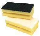 Gripped Bath, Shower, Sink Cleaning Non Scratch Sponge Scourers White/Yellow 13cmx7cmx4.5cm Packet 10