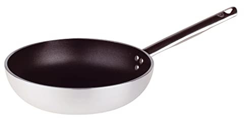 Pentole Agnelli Platinum Padella Svasata Alta a Saltare, in Alluminio, Acciaio Inossidabile, Argento e Nero, 20 cm