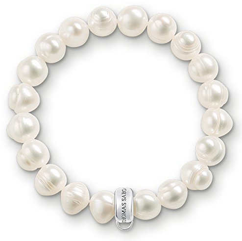 Thomas Sabo Damen Charm-Armband Charm Club Süßwasser Zuchtperle 925 Sterling Silber X0041-082-14