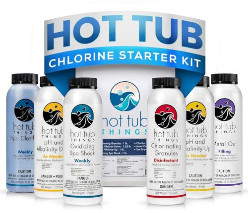 Kit de iniciación de cloro: kit de inicio de productos químicos para bañera de hidromasaje, mantenimiento de spa, elimina el agua turbia, bañera de hidromasaje, jacuzzis, gránulos de cloro, tiras de