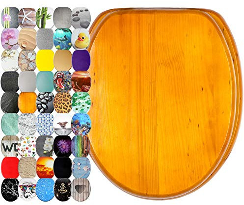 Sanilo WC Sitz ohne Absenkautomatik, viele neue Toilettendeckel zur Auswahl, hochwertige Oberfläche, stabile Scharniere, leichte Montage (Holz)