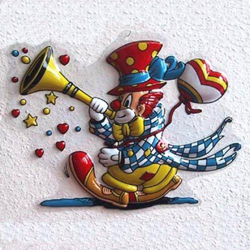 Wand-Deko Mini Clown mit Tröte, ca. 30x36 cm