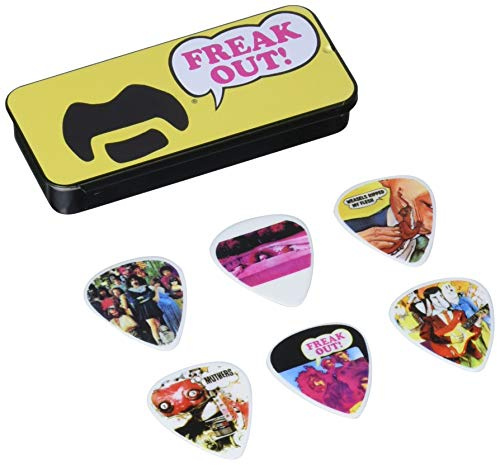 JIM DUNLOP Plektrum Zappa, Medium, nylon, Schachtel aus Metall mit 6 Stück, Gelb