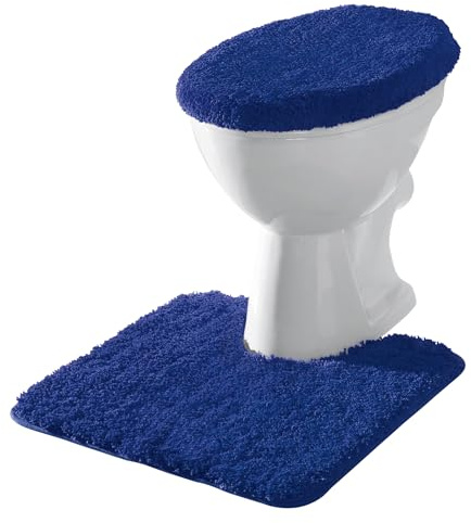 Erwin Müller Stand-WC-Set 2-TLG. Rhodos Uni, WC-Umrandung, WC-Deckelbezug rutschhemmend Royalblau Größe - ultraweich, extrem saugfähig, flusenarm