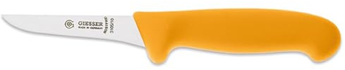 Giesser kurzes Ausbeinmesser - Grifffarbe gelb - mit steifer 10 cm Klinge & geradem Klingenrücken - Spezialmesser für Metzger, Fleischer & Jäger