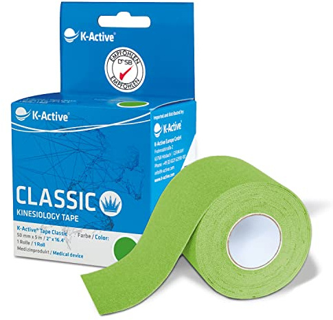 K-Active Tape Classic | Kinesiotapes super hautverträglich | wasserfest | Kinesiologie Tape für Sport & Therapie, extra langer Halt (Grün)