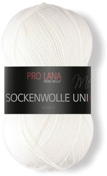 Pro Lana Sockenwolle Uni 4-fach 401 - weiß