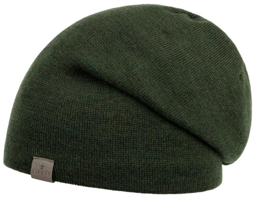 Lierys Fine Merino Lång Beanie by Damer/Herrar/Barn - Made in Germany mössa dam vintermössa Oversize, Oversize Höst Sommar Vår Vinter Sommar-Vinter - One Size olivgrön