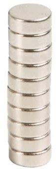 Velleman Aimant, ultra puissant, 10 pièces, rond, Ø 8 x 3 mm, néodyme, argenté, idéal pour réfrigérateur ou tableau magnétique