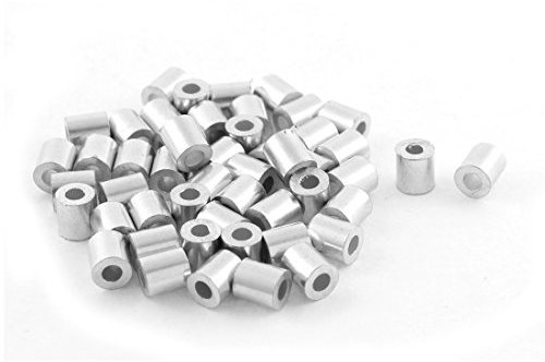 sourcing map 50 Stück Aluminium Kabel Haltestellen Hülsen für 2mm Drahtseil Press Klemmer