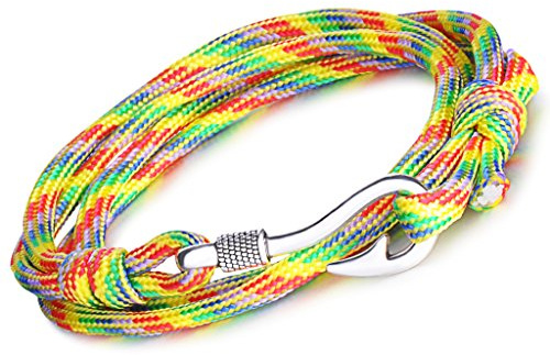 Unendlich U Punk Angelhaken Damen Herren Charm Armband Geflochten Nylonseil Legierung Wickelarmband Multilayer Armreifen, Mehrfarbig