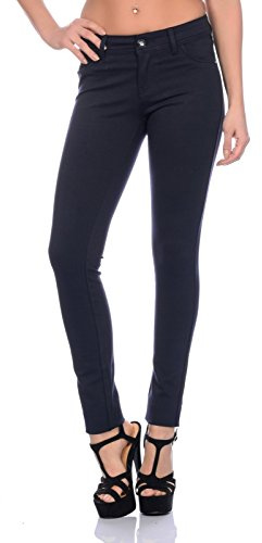 Crazy Age Damenhose Jegging Basic Classic Hüfthose 5 Pocket für jeden Tag H01 (40, Schwarz)