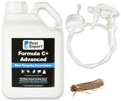Pest Expert Clothes Moth Killer Spray 5Ltr Formula 'C+' Moth Killer - with Free Trigger Hose Sprayer