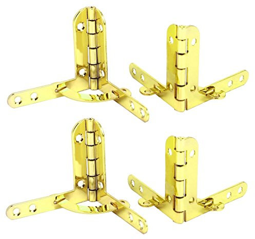 sourcing map 4x Schmuck Wein-Box aus Holz Case abdeckbarer Quadrant Scharnier 43mmx39mm Goldton DE de