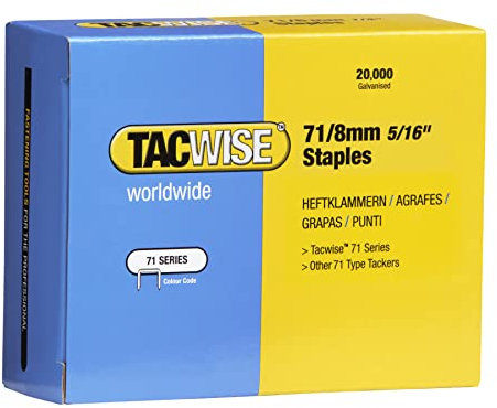 Tacwise 0368 Grapas Galvanizadas de tipo 71/8mm, Caja de 20,000 Clavos de Acero Inoxidable Inclinados 16G/38mm