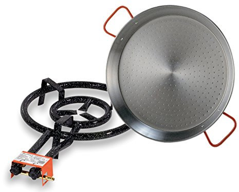 Garcima 70002 Lot de poêles à Paella 400 + poêle à Paella 42, Noir et argenté, avec revêtement Anti-adhésif, 43 x 71 x 11 cm