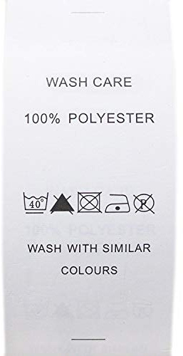 Wash Care Labels Printed Paper Fabric Material 100% Polyester, 40 Degree 1 Bar, DO NOT Bleach, DO NOT Tumble Dry, 1 Dot Iron, DO NOT Dry Clean, 40mmW x 80mmL, Roll of 2500