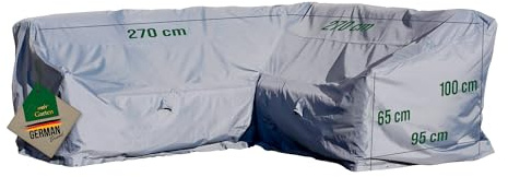 Mehr Garten Abdeckung Dining Ecklounge mit hoher Lehne, 270x270x100 cm, grau, Oxford 600D Gewebe, Lounge Abdeckung L-Form, wasserdicht, UV-beständig und wetterfest