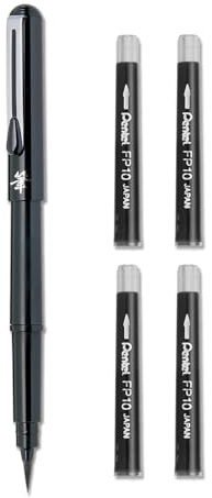Pentel – Pluma estilográfica (punta de pincel), color negro