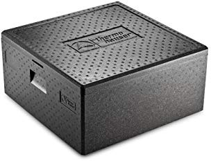 thermohauser EPP - Contenitore termico Pizza Maxi con coperchio, 64,5 litri, 59,5 x 59,5 x 28,5 cm, colore: Nero