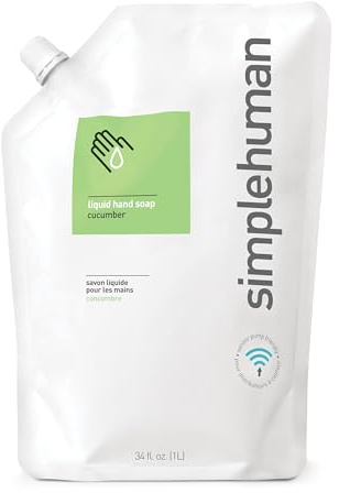 simplehuman Moisturizing Liquid Hand Soap Refill Pouch, 34 Fl Oz (Pack of 1), Cucumber
