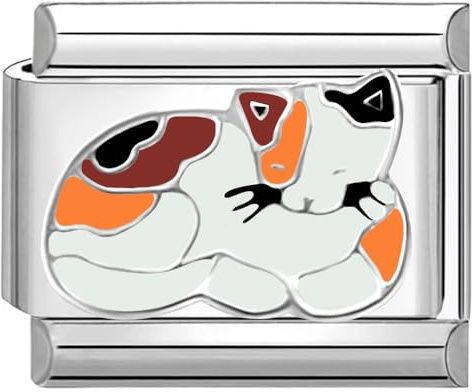 Quiges 9mm Italian Style Charm Modul Edelstahl Katze für Italienische Armbänder