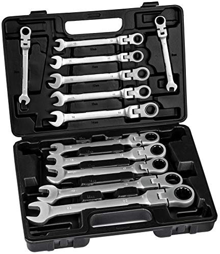 TecTake SET CHIAVI CRICCHETTO COMBINATE SERIE KIT 12 PZ REVERSIBILI CHIAVE