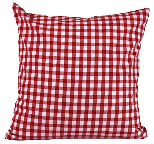 Hans-Textil-Shop Kissenbezug Karo 1x1 cm Hotelverschluss - Kariert, Landhaus, Kissen, Kissenhülle, Dekokissen, Sofakissen, Couchkissen, Kopfkissen (Rot, 40 x 40 cm)
