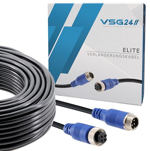 VSG24 Verlängerungskabel Elite für Rückfahrkamera & Rückfahrsysteme universell KFZ Kamera Kabel 4PIN / Polig für LKW Anhänger Traktor Wohnwagen Wohnmobile Robust & Wetterfest IP67-20 Meter