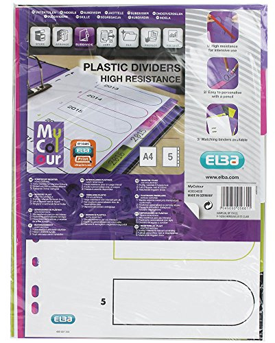 Oxford A4 Kunststoff-Register myColour blanko 5 Blatt 5-teilig