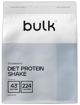 Bulk Diät Protein Advanced, Molke, Glucomannan, wenige Kalorien, niedrige Kohlenhydrate, hoher Proteingehalt, Protein Pulver, Eiweißpulver, Erdbeere, 500 g