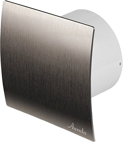 Badventilator Ø 100 mm silber gebürstet mit Timer/Nachlauf und Rückstauklappe WES100T Lüfter Ventilator Front Wandlüfter Badlüfter Ventilator Einbaulüfter Bad Küche leise 10 cm
