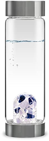 VitaJuwel ViA BALANCE | Crystal Water Bottle with Sodalite, Chalcedony & Clear Quartz - Inner Peace, Reflection & Meditation