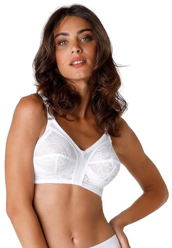 Lovable Reggiseno Senza Ferretto in Pizzo | Alto Sostegno | Lunette Interne e Spalline Larghe | Classici Antonella 7490 Donna, Bianco, 44 / 8D