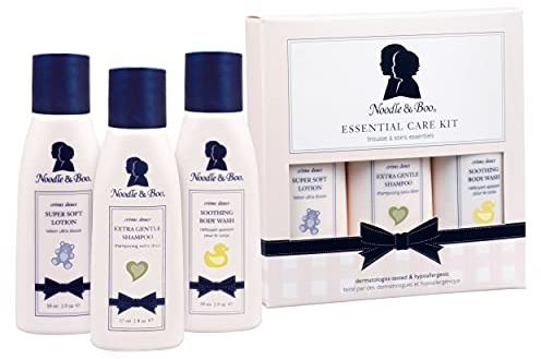 Noodle & Boo Essential Care 3 Piece Kit Super Soft Baby Lotion, Extra Gentle Shampoo and Soothing Body Wash, 2 Oz of each