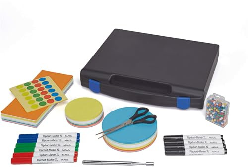 Maul Moderatorenkoffer MAULstarter schwarzer Workshop-Koffer mit Zubehör | sofort einsatzbereit, übersichtlich sortiertes Moderationsset, farbstarke Karten & Marker, kompakte Größe, ideal für Meetings