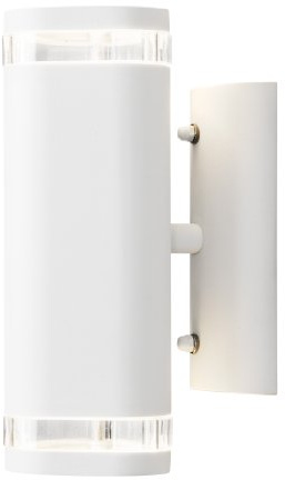 Konstsmide 7512-250 Modena Singel upp och ner utomhusvägglampa/2 x 35 W GU10 Max vägglampa/klar akryllins/aluminium/IP44 / matt vit utomhusbelysning