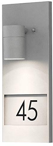 Konstsmide Modena 7655-300 Hausnummernleuchte / B: 16cm T: 11cm H: 41cm / 1x35W / IP44 / lackiertes Aluminium / grau