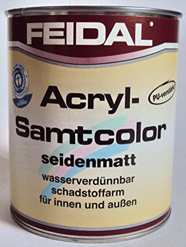 Feidal Acryl Samtcolor weiss / Reinweiss RAL 9010 , seidenmatt / 2,5 Liter , Malerlack für höchste Ansprüche vom Fachhandel