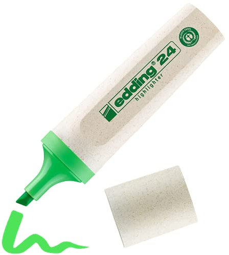 edding 24 EcoLine Textmarker - hellgrün - 1 Textmarker - Keilspitze 2-5 mm - zum unkomplizierten und schnellen Markieren und Hervorheben von Texten und Notizen - nachfüllbar, aus recyclebarem Material