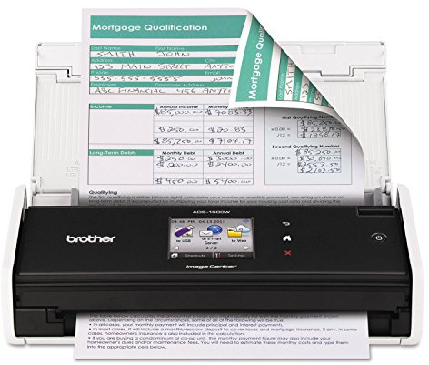 Brother ADS1500W ImageCenter ADS-1500W Wireless Compact Scanner, 600 x 600 dpi, 20 Sheet ADF