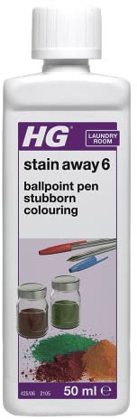 HG Stain Away No. 6 Stain Remover - Removes Ballpoint Pen Ink, Stubborn Food & Colouring Marks, Beer & Alcohol Stains from Clothes & Fabric Accessories, Textile Safe – 50ml