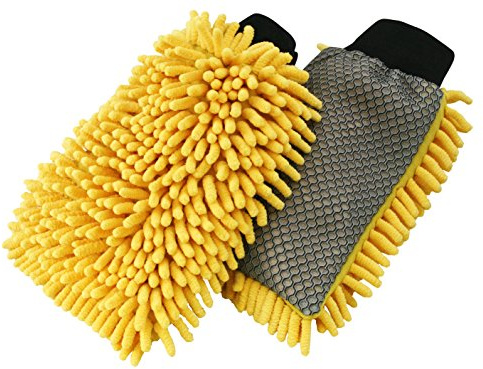 Carrand 45320 Microfiber Suds Maker Long Chenille Wash Mitt, Yellow