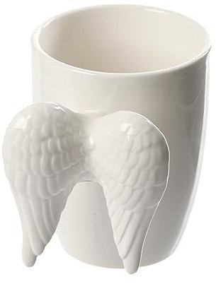 Puckator White Angel Wings Ceramic Shaped Handle Mug - University Essentials - Cute Gifts for Girlfriend - Large Mugs for Men Women Hot Drinks - Cute Cups Presents - Secret Santa Gifts - Cup Set