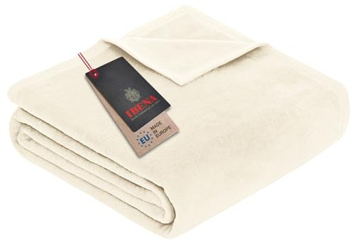 Ibena Porto Kinderdecke 100x150 cm - weich, warm & waschbar, kleine Kuscheldecke für Kinder weiß