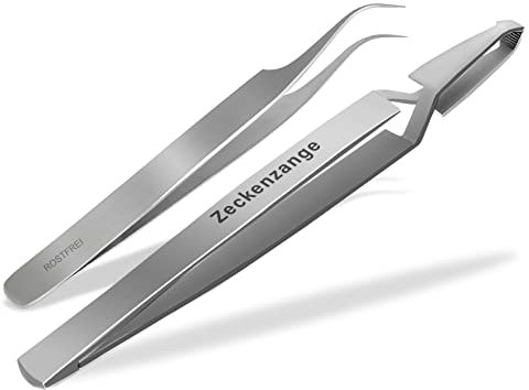 InstrumenteNrw Profi Zeckenzangen Zeckenpinzette Hunde Katze Zeckenentferner-Set 2-Teilig