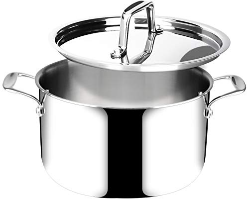 Duxtop 6.5 Quart Stainless Steel Stock Pot with Lid, 3-Ply Cooking Pot for Soup, Rice, Stew, Oven and Dishwasher Safe, Compatible with Induction, Ceramic, Halogen, Gas Stove