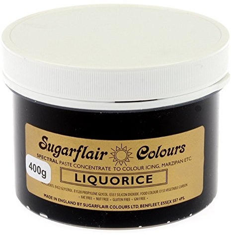 Sugarflair Spectral Liquorice Black Food Colouring Paste, Highly Concentrated Food Colouring for Buttercream, Sugar Paste, Royal Icing, Cake Mixes and More! Vibrant Colour Food Dye - 400g