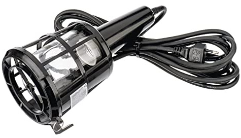 EMOS Montagelampe für Werkstatt, Garage, Baustelle, Indoor Werkstattleuchte für beliebige Glühlampe bis 60 W, netzbetrieben, 5m Kabel, E27 Fassung, Schwarz